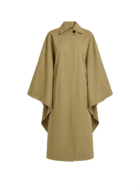 Тренч-пончо из итальянского хлопка с контрастными деталями