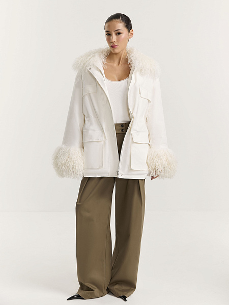 Парка из вельвета с мехом ламы