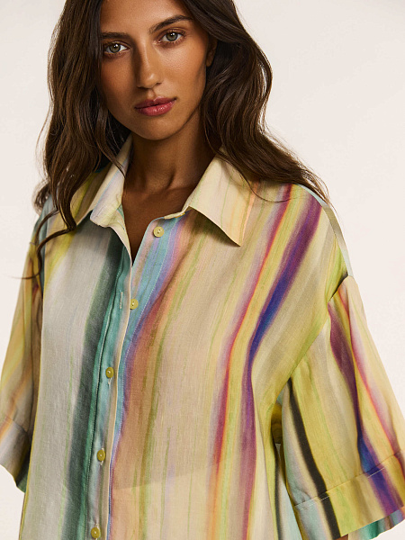 Рубашка с коротким рукавом из итальянского льна