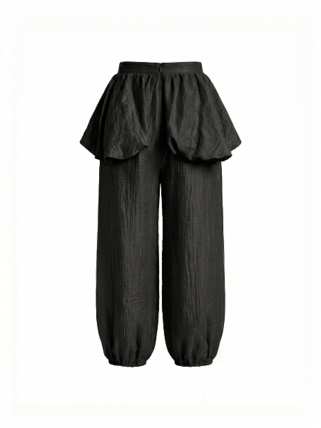 Шаровары с баской из фактурной ткани