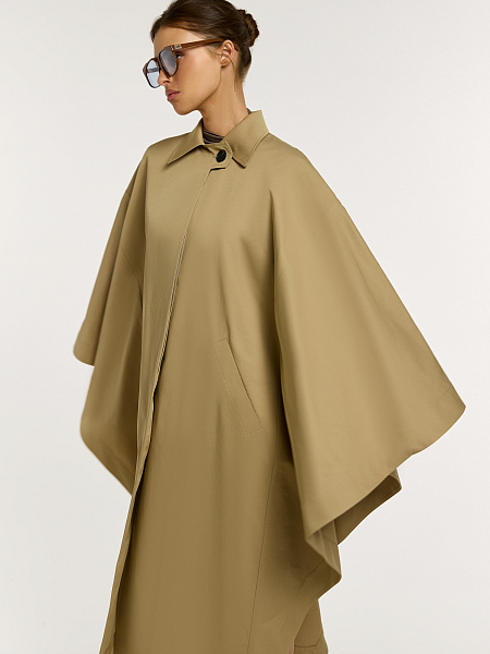 Тренч-пончо из итальянского хлопка с контрастными деталями