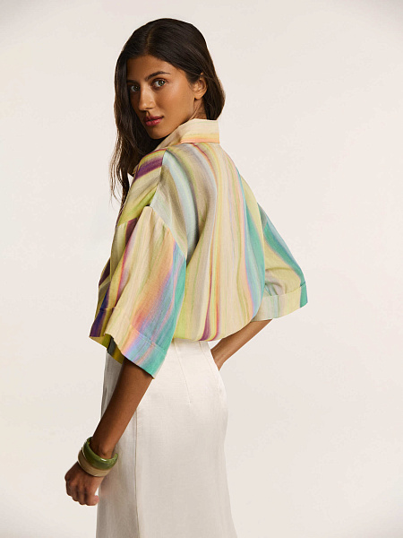 Рубашка с коротким рукавом из итальянского льна