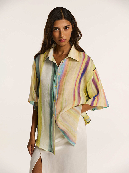 Рубашка с коротким рукавом из итальянского льна