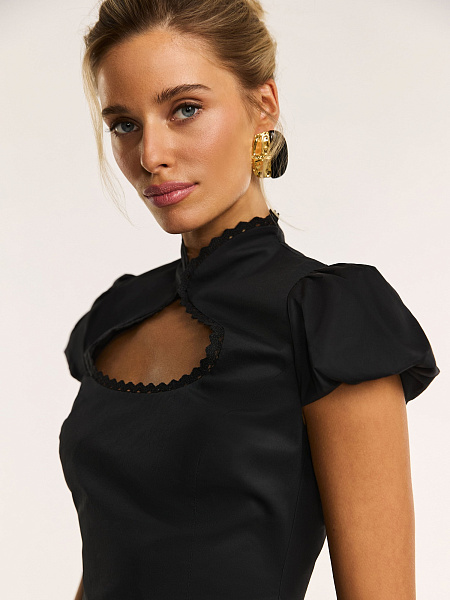 Блуза из хлопка с отделкой из кружева