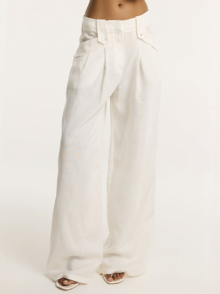 Брюки свободного кроя из итальянского льна
