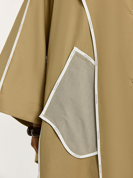 Тренч-пончо из итальянского хлопка с контрастными деталями