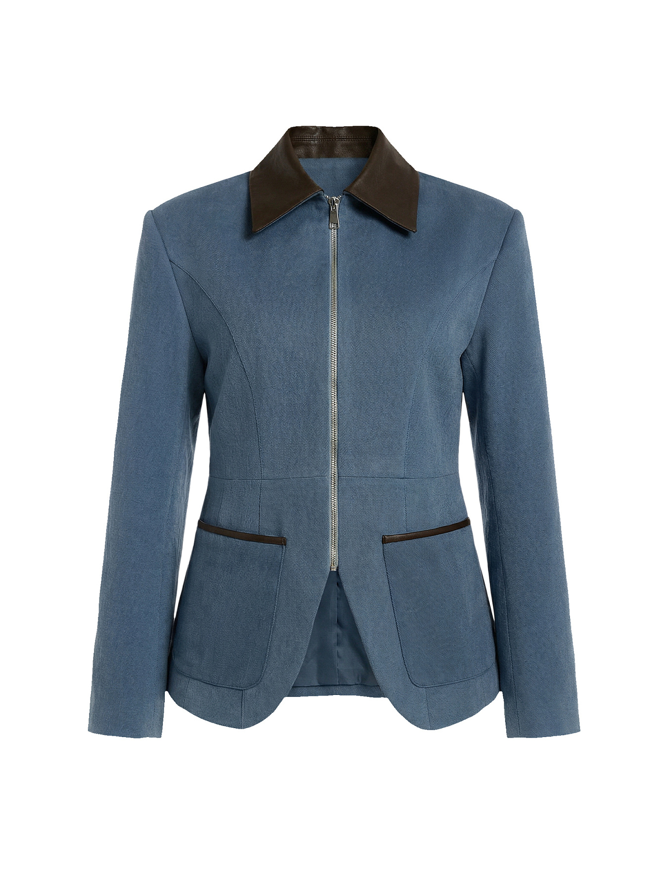 Куртка-жакет с отделкой из натуральной кожи