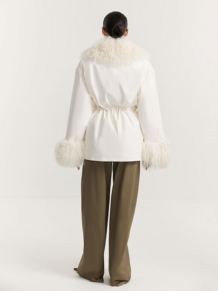 Парка из вельвета с мехом ламы