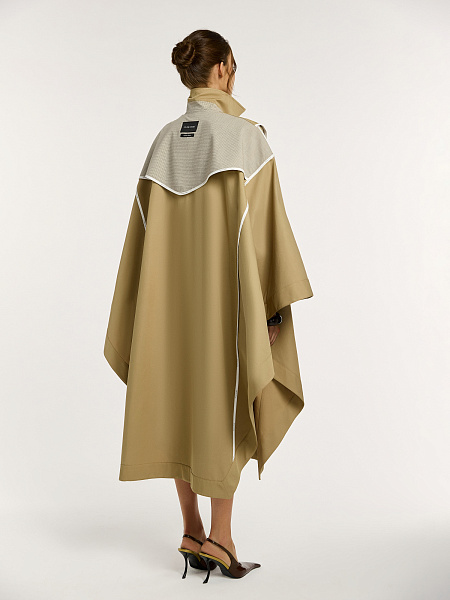 Тренч-пончо из итальянского хлопка с контрастными деталями